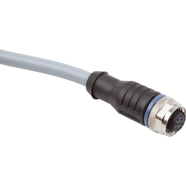 Connector, 8-Pin W. Screw Connection M12X1, Form:A Straight, D=14, 5, L=41, 5, P=10000, Pvc Black
